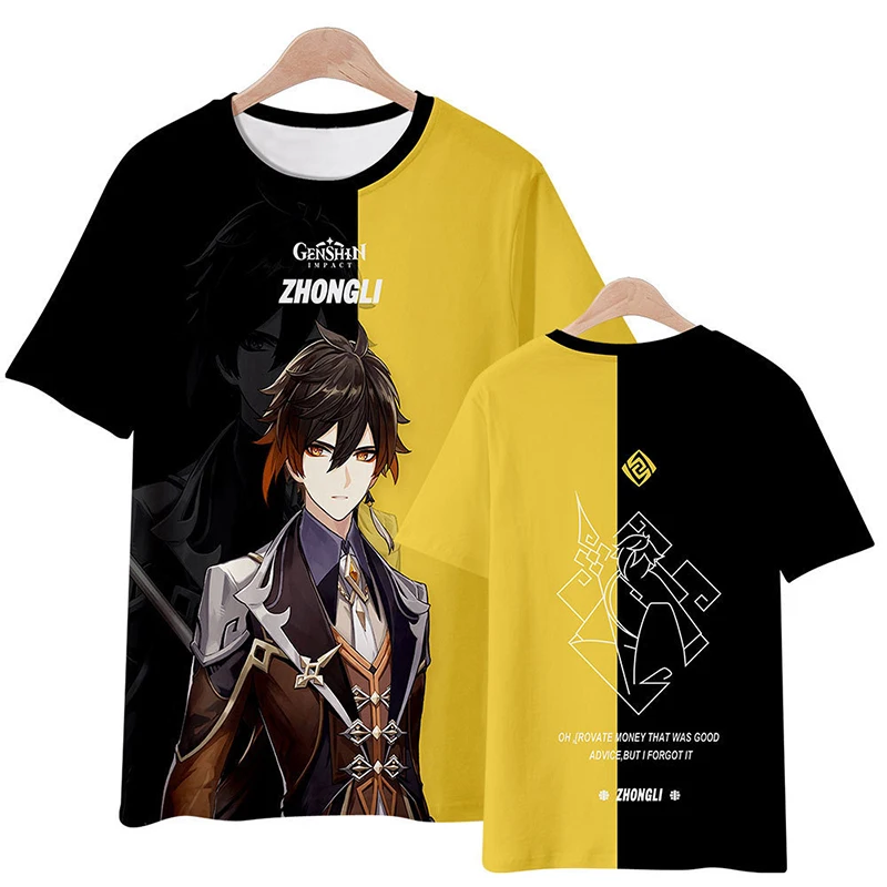 애니메이션 게임 Genshin Impact 3d 프린트 Tshirt 남성 여성 패션 T 셔츠 힙합 탑스 티셔츠 아동 T 셔츠 남성 의류 여름 탑 소년