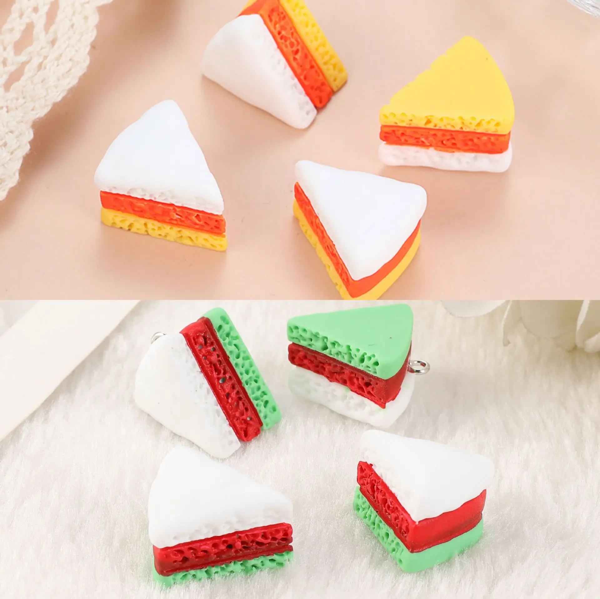 2PC New 3D Color Cake Resin Pendant Halloween Christmas Earrings Necklace Keychain Pendant Accessories