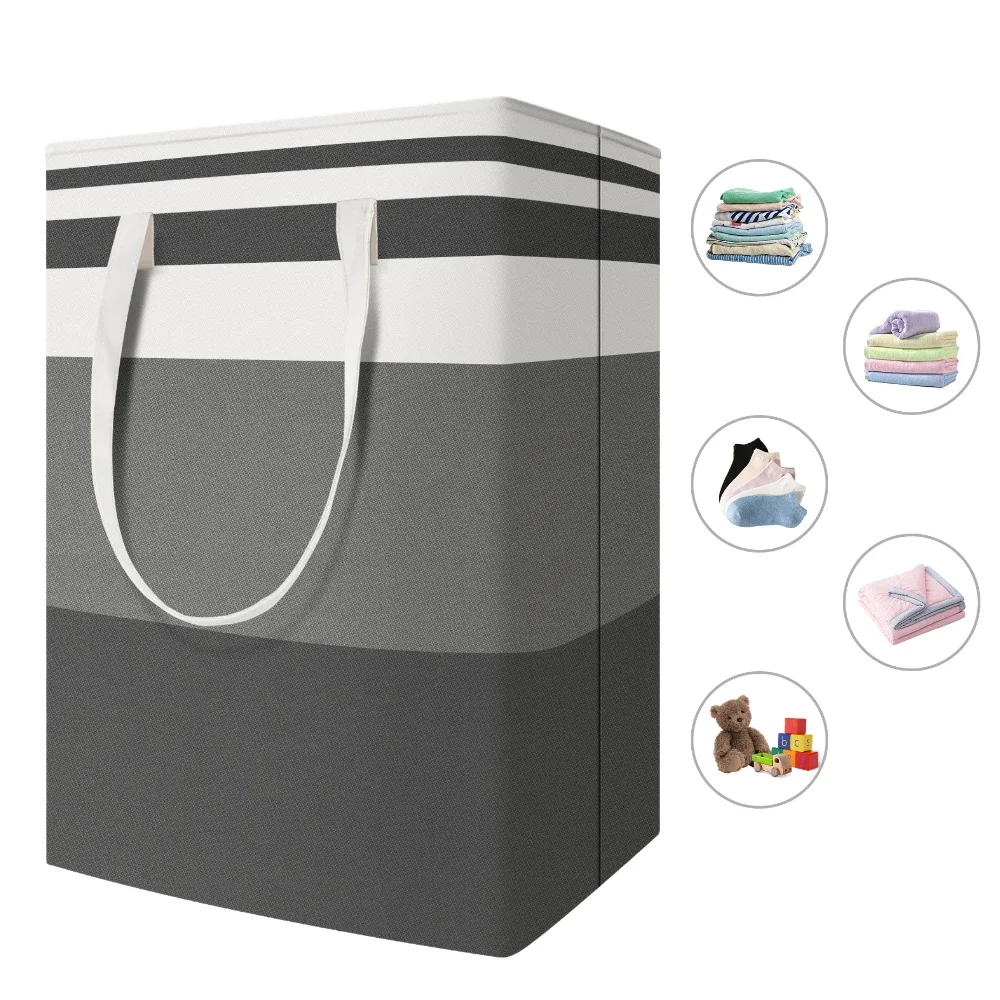 Large Laundry Baskets Waterproof Freestanding Laundry Hamper Collapsible Tall Clothes Hamper with Extended Handles for Clothes