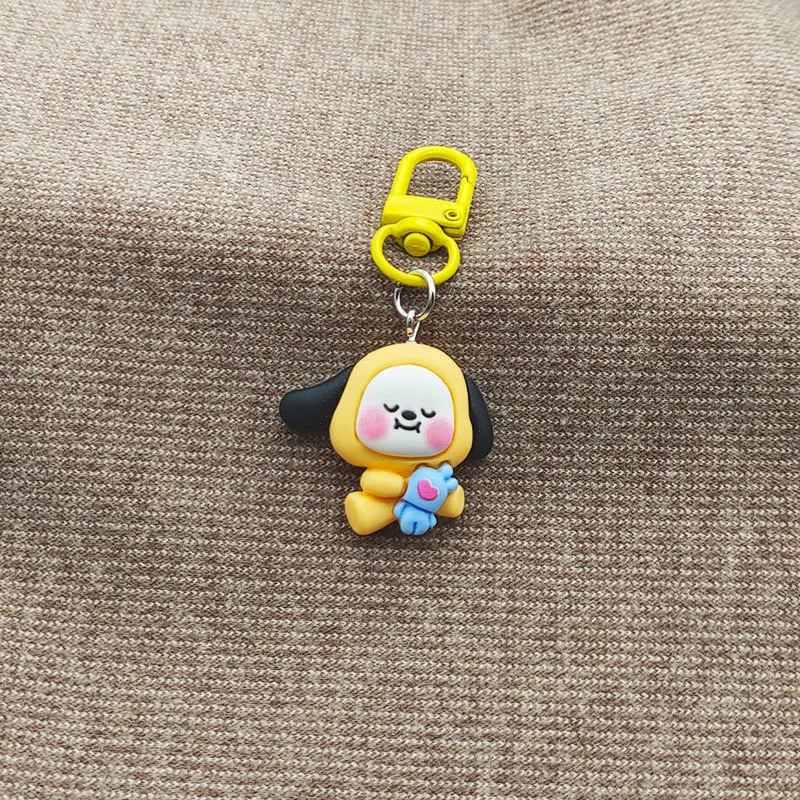 Fashion Keychain Cute BT21 TATA COOKY Keychains for Women Bag Pendant Jewelry Trinket Girls Car Key Ring Key Chain Accessories