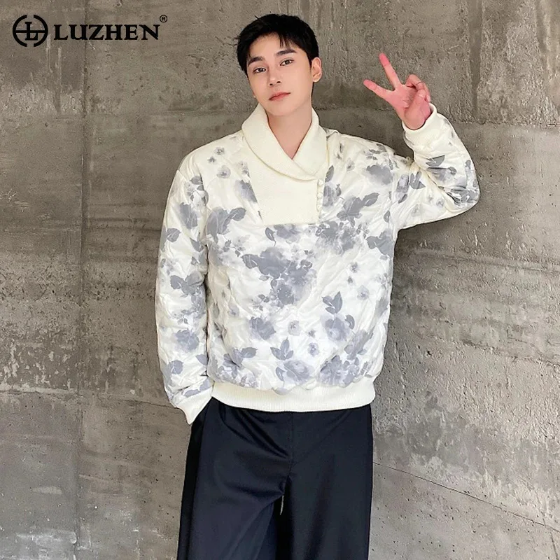 LUZHEN Embossed Personalized Padded Jackets Pullovers Warm Bottom Shirt Chinese Men's Coats Original Liner Cotton New In LZ8162