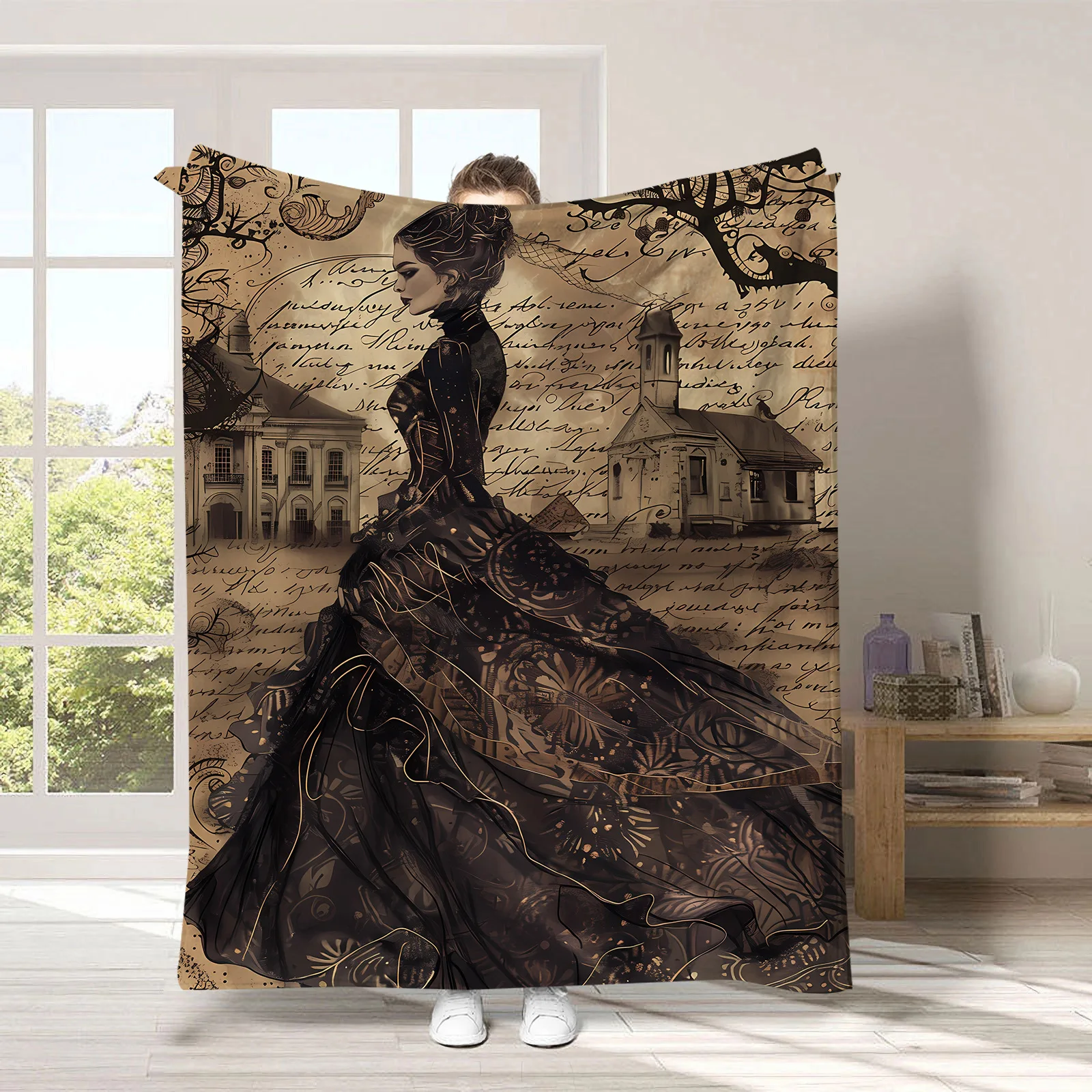 قطعة واحدة من بطانية الهالوين العتيقة - طباعة عتيقة، رمي قطيفة فائق النعومة لسرير الأريكة، هدية كلاسيكية مخيفة للبالغين