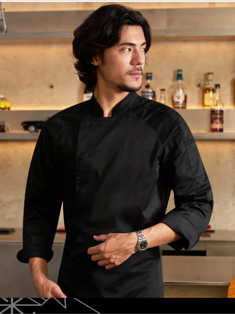 Abrigo de Chef clásico para hombres y mujeres, uniforme de Catering de camarero de cocina de Hotel de manga larga con logotipo personalizado