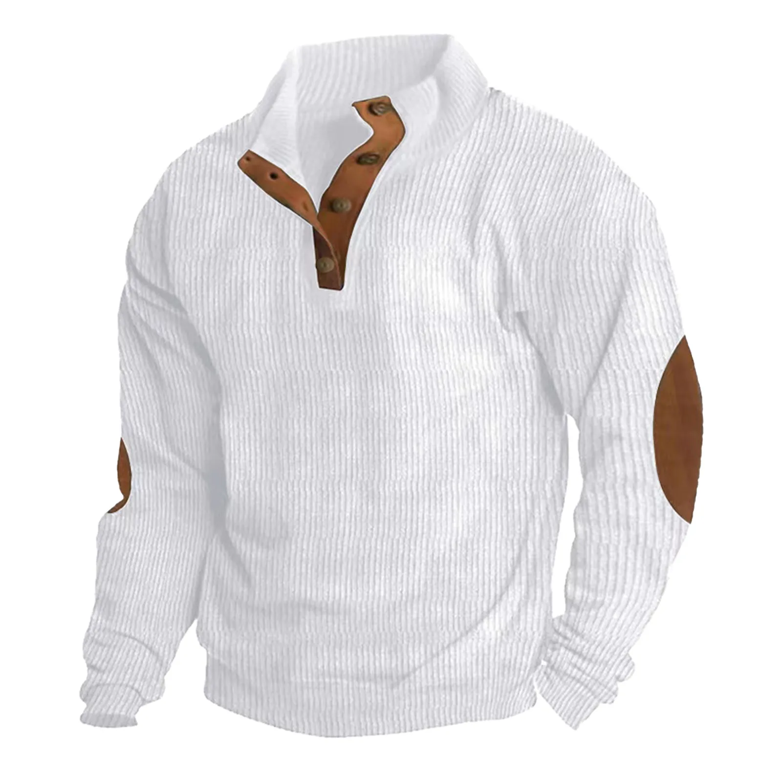 

Men's Autumn And Winter Tops Color-blocked Stand-up Collar Retro Buttons Casual Striped Relaxed Comfortable Sweatshirt
