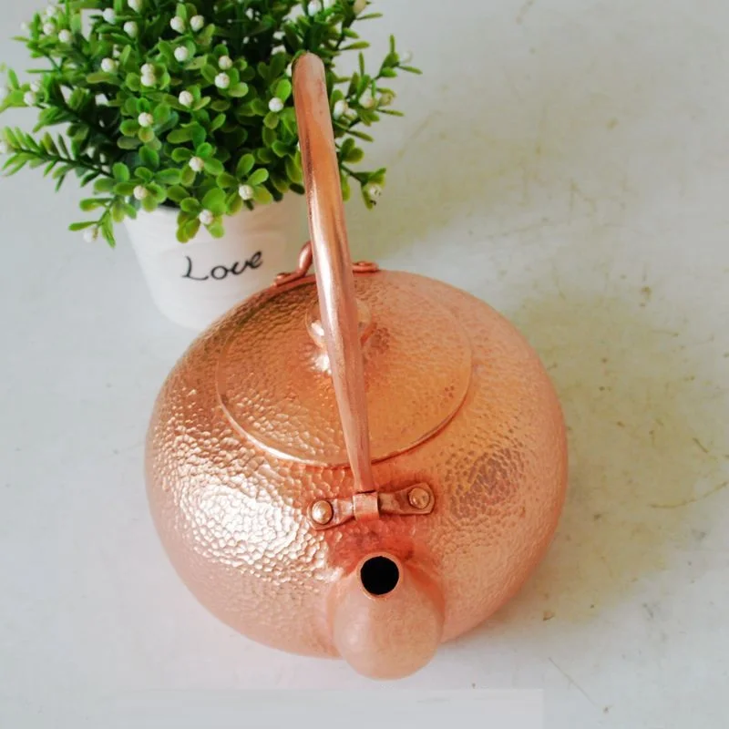 Top Grade Pure Copper One Full Piece Water Kettle Thick Handmade Teapot Lid With Handle Gift