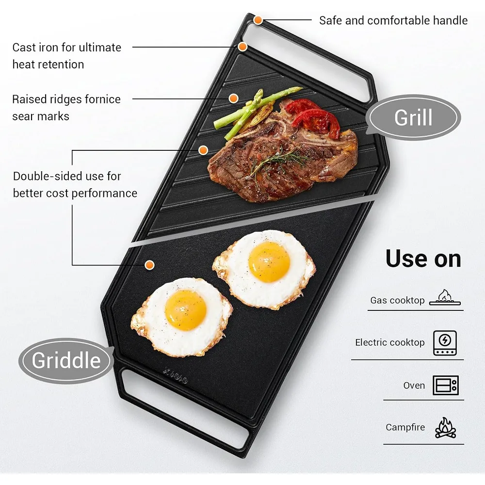 36 inch Gas Cooktop w/5 Power Burners, Max 48300 BTU/hr Built-in Gas Stove top of 304 Stainless steel w/Double Sided griddle