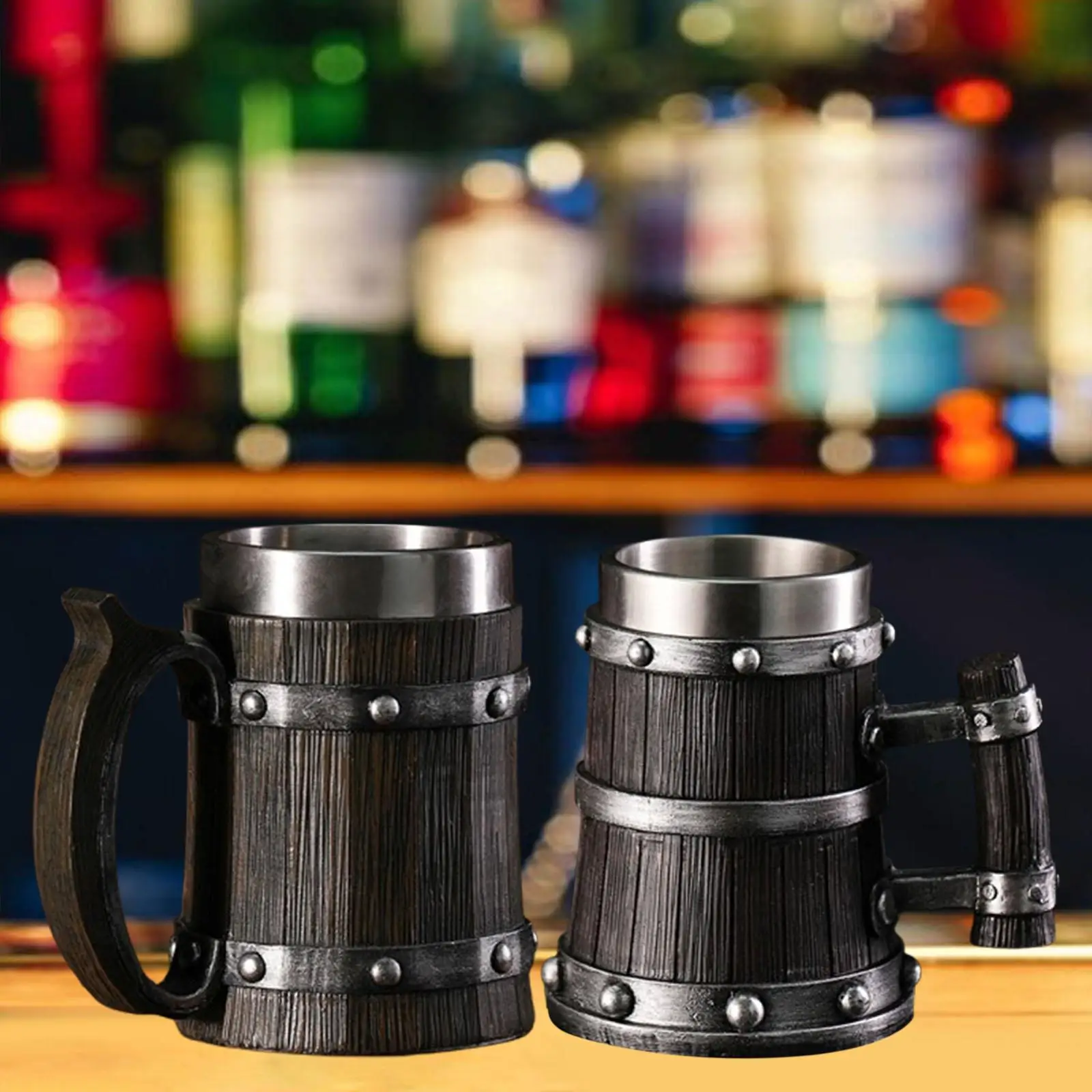 

Wood Barrel Beer Mug 600ml Supplies Tea Mug for Unique Gifts Juice Beverages