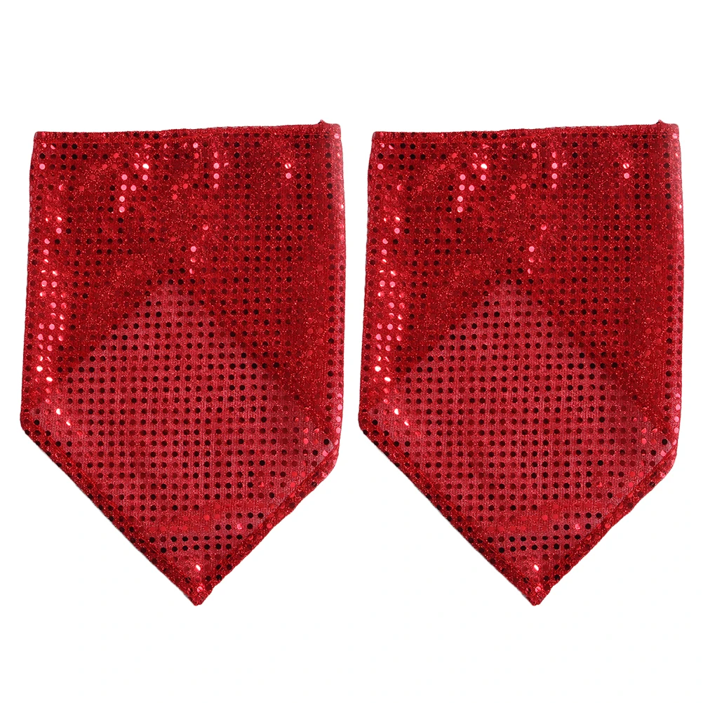

2pcs Dog Neck Cover Puppy Bandana Polyester Semicircle Shiny Sequin Skin Friendly Safe Durable Halloween Wedding Photo Christmas