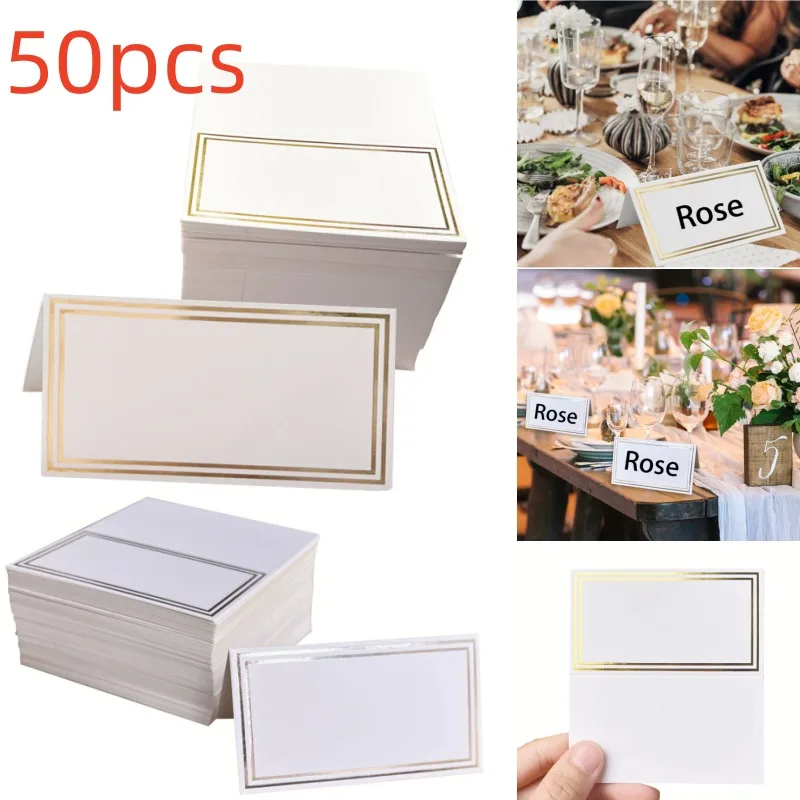 Carte de Place de Table en acrylique transparent, 50 pièces, cartes de siège rectangulaires vierges pour mariage, signe de noms d'invités, décoration de fête d'anniversaire, DIY bricolage