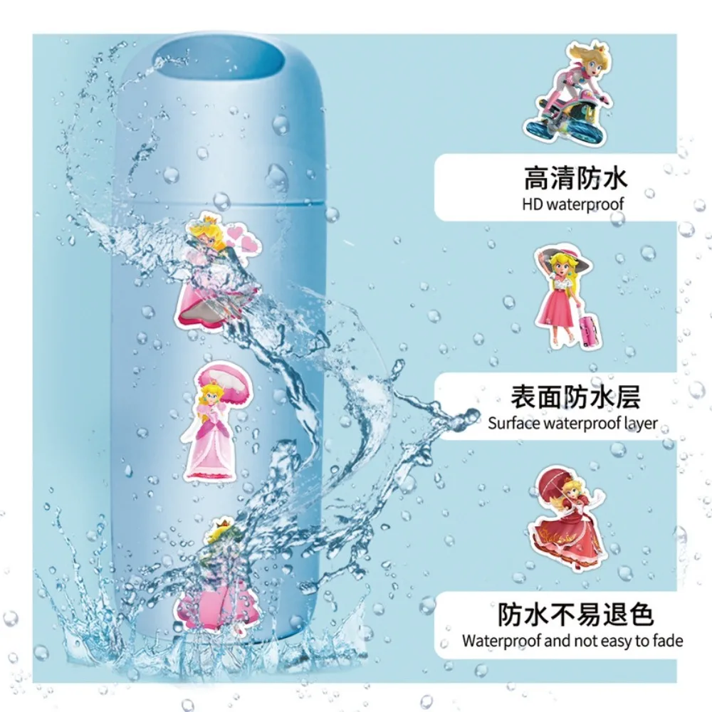 50 szt. Naklejek Graffiti z Księżniczką Peach z Kreskówek, Naklejki na Walizkę, Laptopa, Kubek na Wodę, Gitarę, Dekoracja DIY, Klasyczna Zabawka dla Dzieci