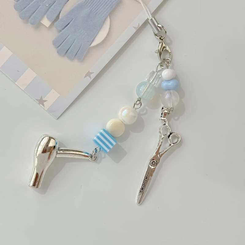 Unique Hair Stylist Keychain Featuring Hair Dryer Charm Creative Phone Strap Phone Pendant Great for Various Occasion