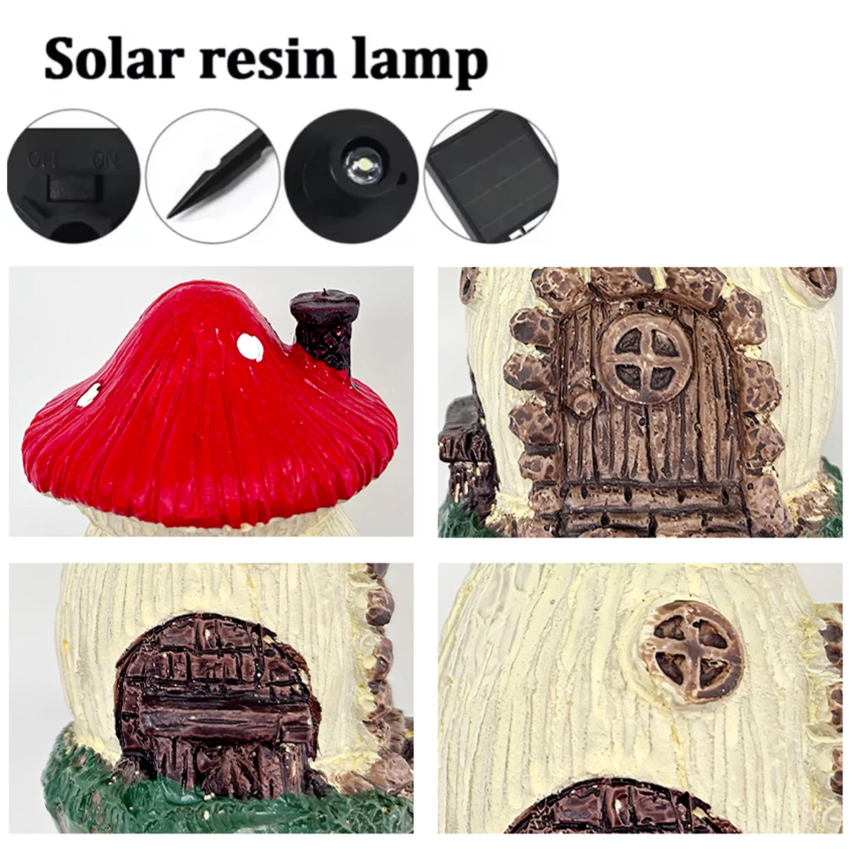Solar Resin Lights Outdoor Lawn Light Lamp Led Walkway Waterproof Garden Fairy For Pathways Yard Pathway Mushroom Creative Lamps
