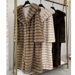 New Faux Mink Fur Winter Coat Female Long Sleeve Elegant Fashion hair Coat jackets Thick Warm Fluffy Hooded Overcoat Outerwear