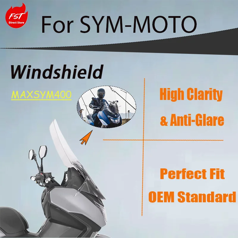 

Heightened & Wide Clear Windshield for SYM MAXSYM400, Chest Protector, Premium Quality, Perfect Fit