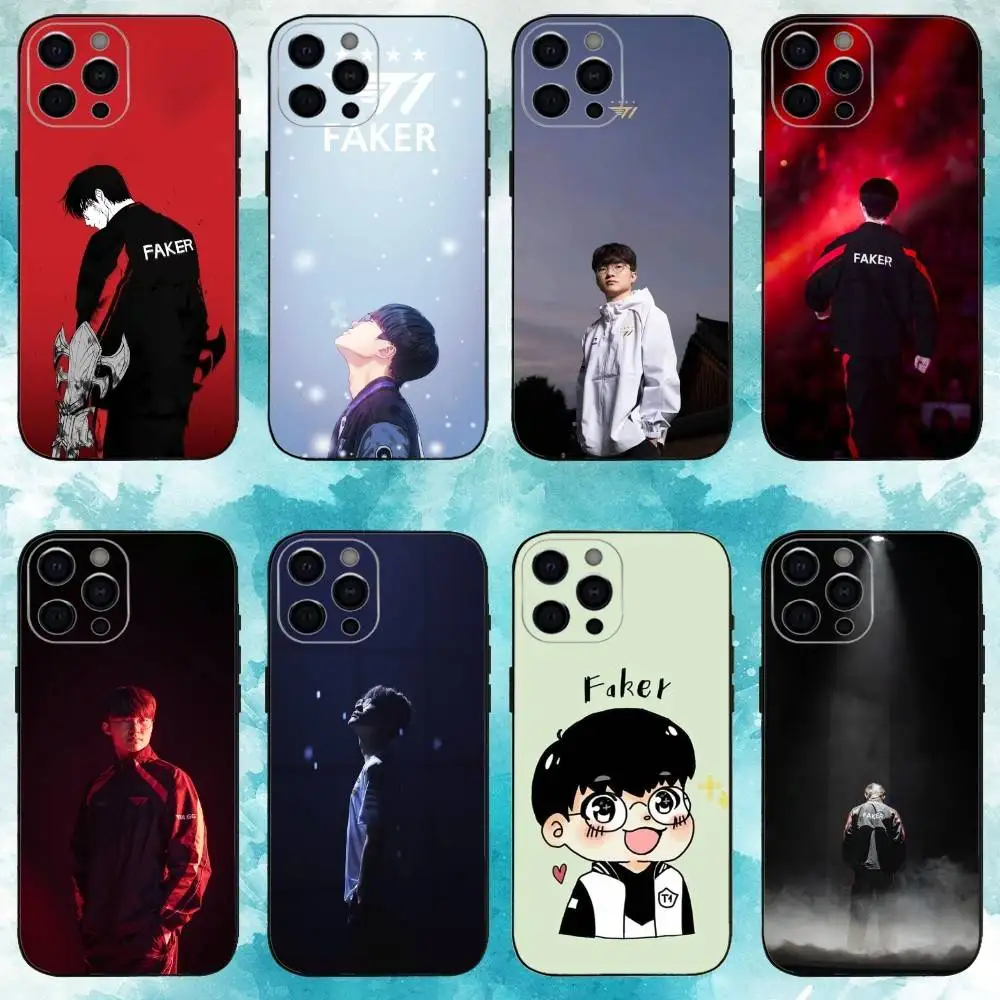 

T-T1 P-Players F-Faker Phone Case For iPhone17,16,15,14,13,12,11 Plus,Pro Max Soft Black Cover