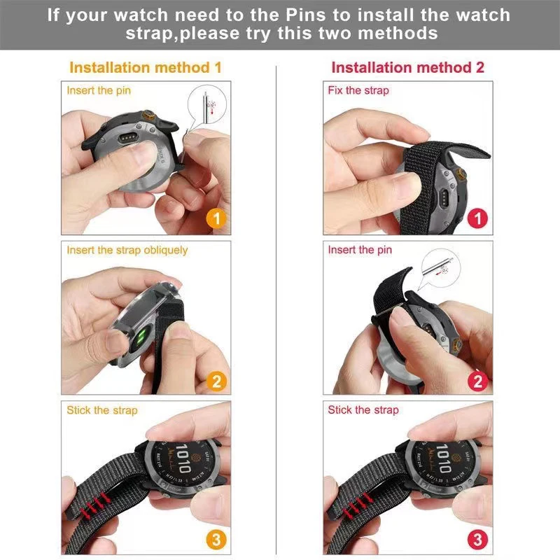 26mm 22mm 20mm cinturino in nylon con gancio e anello per cinturino Garmin Fenix 5 6 7X Pro 7X Plus/TACTIX DELTA/MK2i/Forerunner 945 cinturino