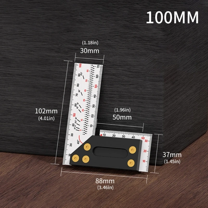 Quadratische Lineale aus Stahl mit mehreren Funktionen, robust, für Holzbearbeitung und Heimwerker-Winkelmarkierung
