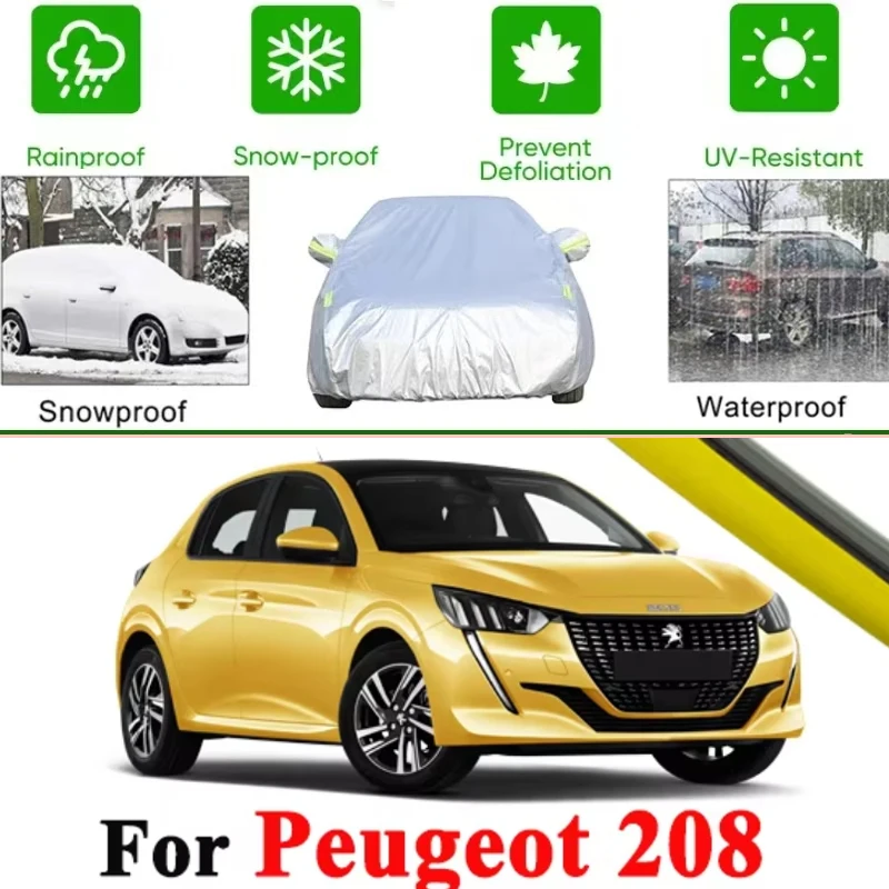 

For Peugeot 208 Hatchback 2012-2025 2023 Full Car Covers Outdoor Sun Anti UV Rain Snow Dust Protection Oxford Cloth Accessories