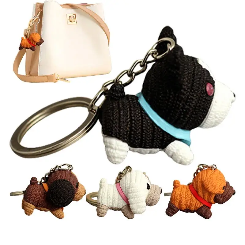 Car Key Backpack Keychain 4 Pieces Puppy Keychain with Cartoon Pet Dog Design Vivid Backpack Accessory Key Pendant for Bags