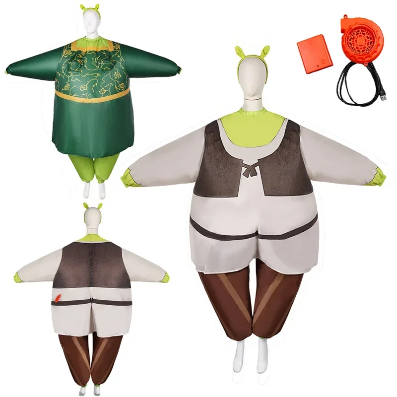 RT01 الأخضر الغول فيونا تأثيري الخيال نفخ زي الكرتون الوحش مضحك كامل الجسم الهواء تفجير احتفال الحفلات Masco * JK2