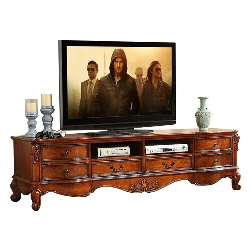 

American solid wood, living room TV cabinet coffee table combination set, floor cabinet large apartment, European TV cabinet