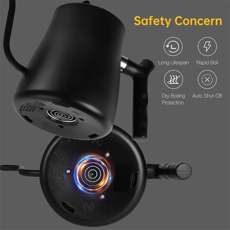 1000W Intelligent Constant Temperature Electric Kettle Hand Brewed Coffee Pot Gooseneck Pot Used for Brewing Milk Powder