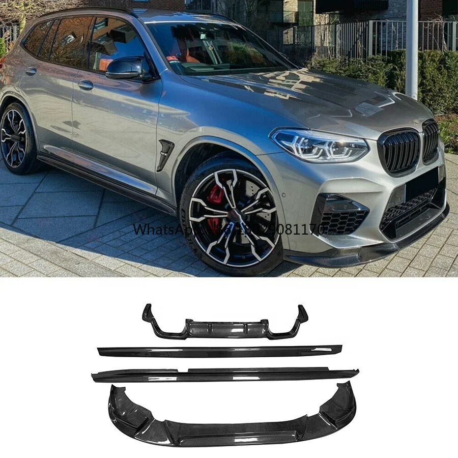 Комплекты для тела в 3D стиле для BMW F97 X3M, углеродное волокно, передний бампер, боковая юбка, задний диффузор 2020 + комплект для тела