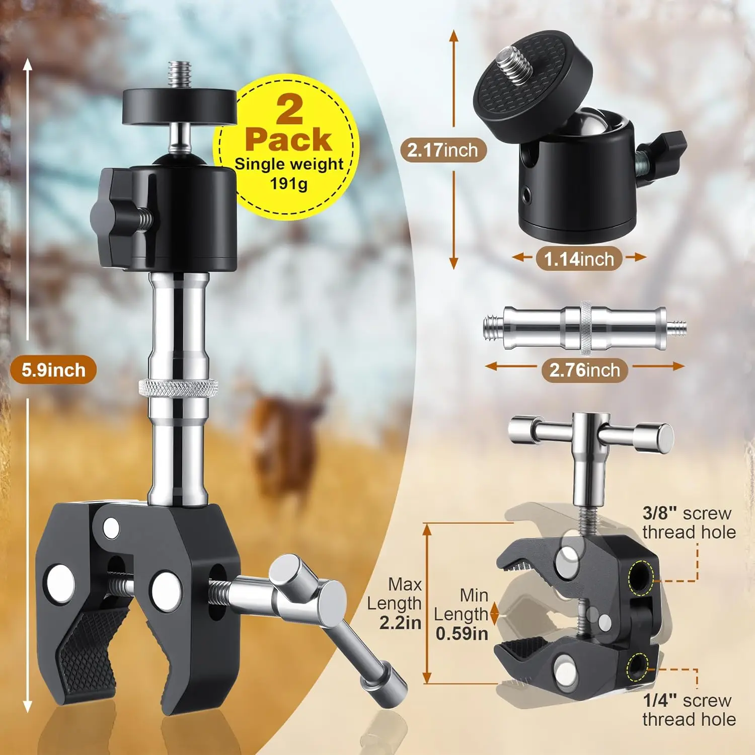 2pcs T Post Trail Camera Holders, Trail Camera Mounting Bracket, Adjustable Trailcam Holder for Hunting, Easy Installation