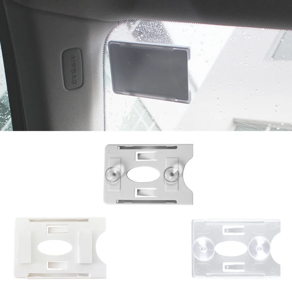 

Durable Transparent/Beige Car Card Sleeve 90mm*60mm with Suction Cup ID IC Card Holder Auto Fastener Card for Home Office