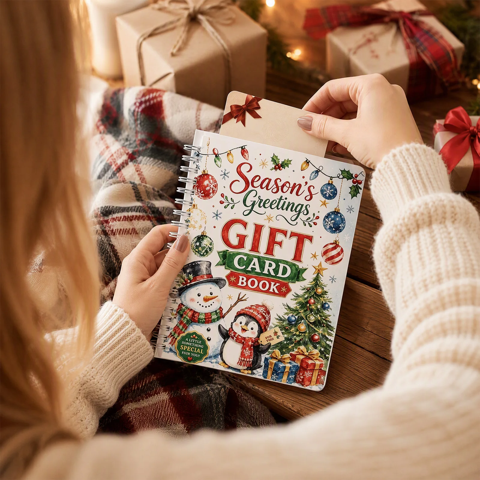 Festive Gift Card Holder Spiral Bound Notebook Christmas Card Organizer 210x150mm for Festive Party Hosts Families