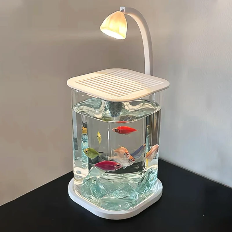 Glass fish tank creative desktop ornament high-end ornamental light