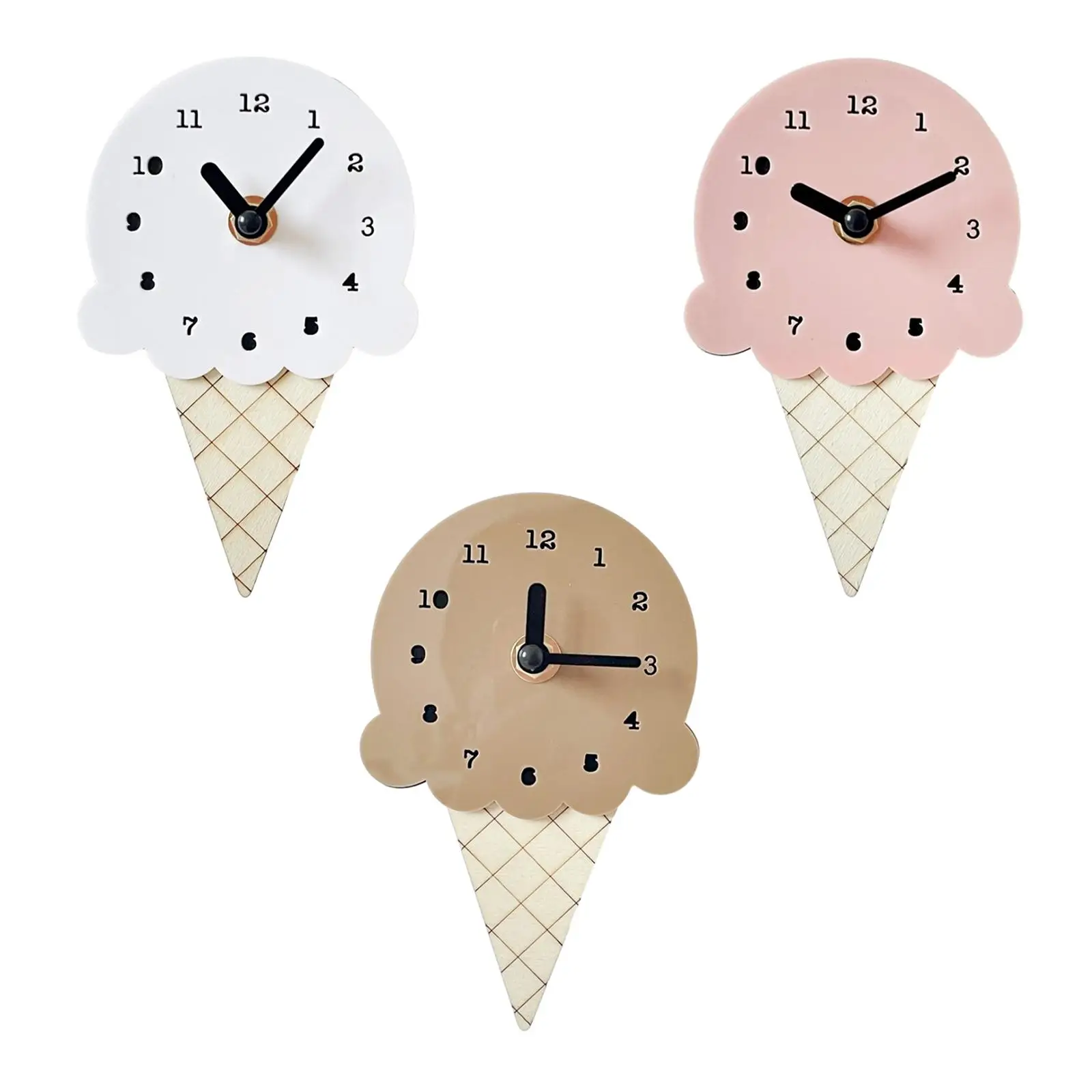 Reloj, forma de helado, reloj colgante, reloj silencioso decorativo de dibujos animados, reloj de dormitorio para habitación de niños