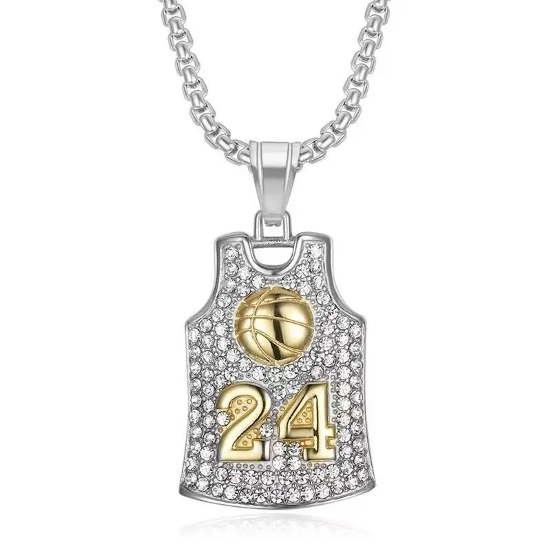 New basketball-themed Black Mamba Kobe 24 jersey pendant necklace for men and women