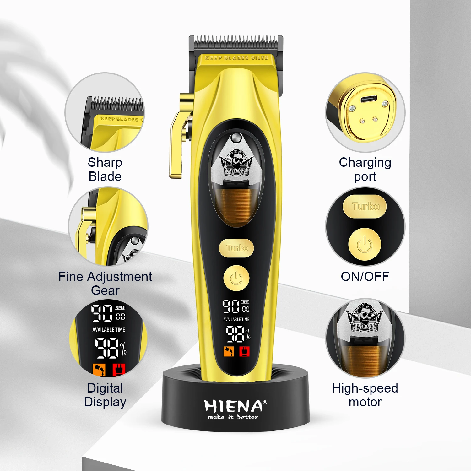 مجموعة أدوات تشذيب الشعر اللاسلكية الاحترافية، ماكينة تشذيب الشعر بمحرك مغناطيسي للرجال #5