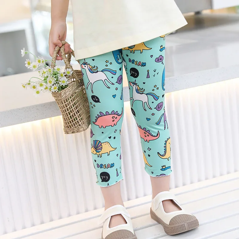 2-6 Years Girls\' Cropped Trousers Summer Cartoon Baby Girls Cool Capris Trousers Thin Baby Pants Summer Style