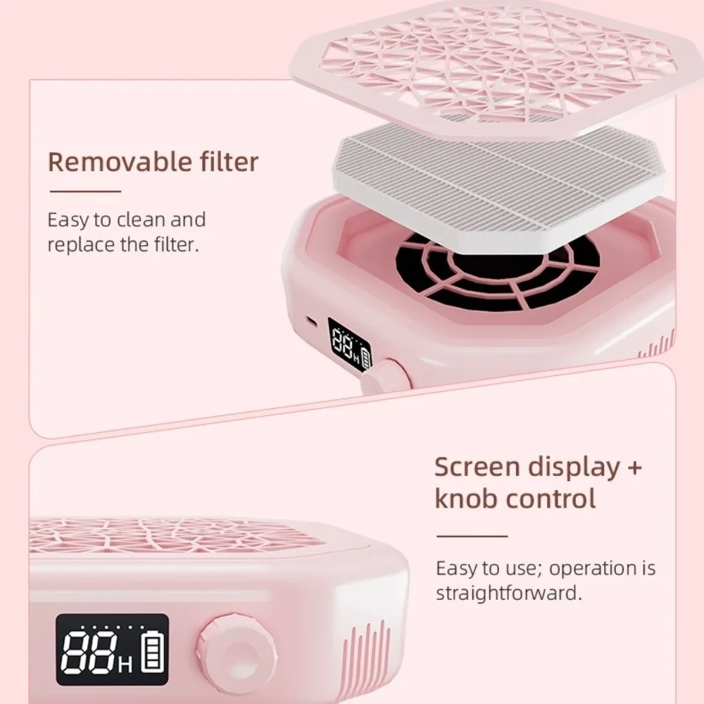 Strong Suction Nail Vacuum Cleaner Reusable Filter High Efficiency Nail Dust Collector Rechargeable Battery 4000mAh