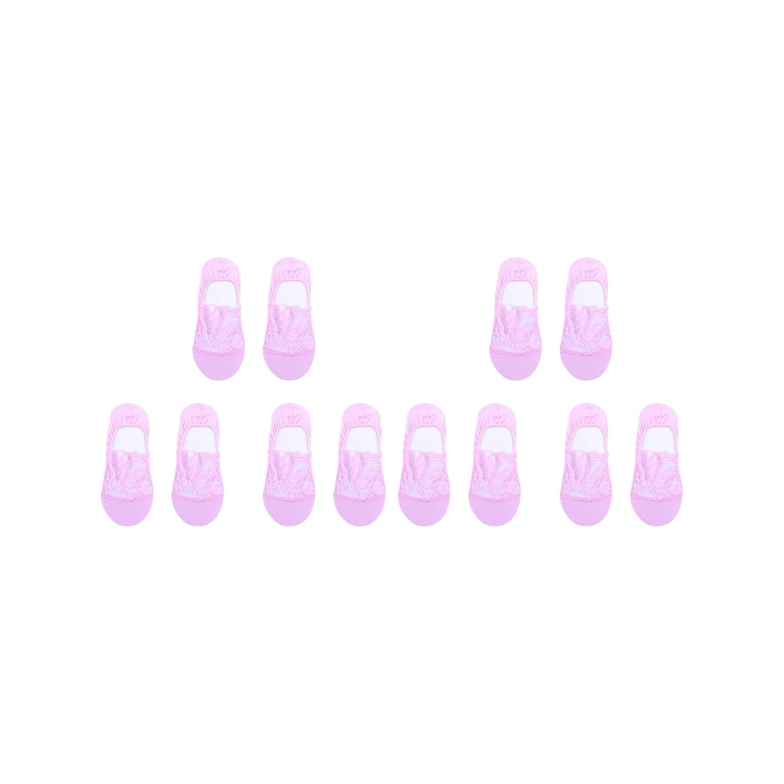3 pairs of high back lace stitching boat socks - pink + 3 pairs of skin color