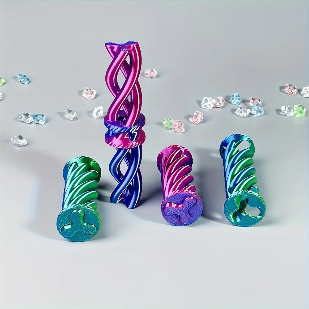 Fidget Spinner Spiral Three-dimensional Puzzle Toy 3D Printed Desk Ornament - Colorful Gradient Spiral Design Stress Relief Toy