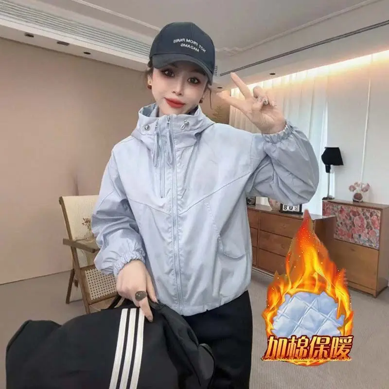 Nowa, gruba kurtka z kapturem w stylu koreańskim, modna, luźna kurtka, uniwersalny kardigan, top, rok 2025.