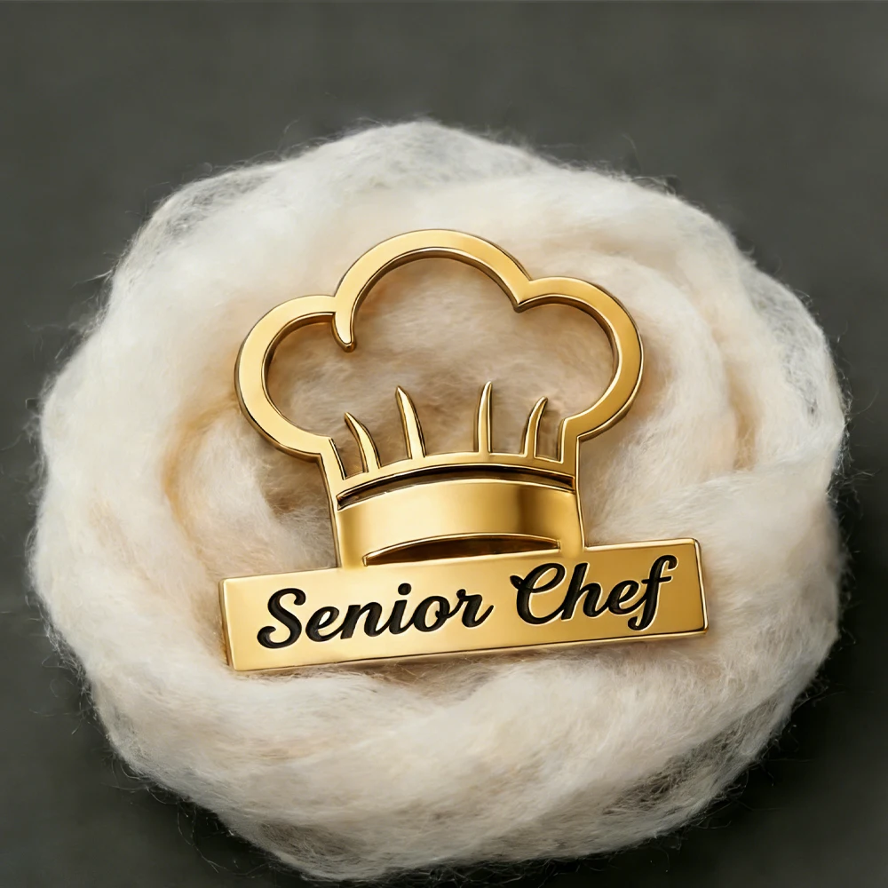 

Индивидуальный премиальный значок шеф-повара из нержавеющей стали, брошь с именем шеф-повара, золотой значок для работы, подарок для сотрудников компании, парней