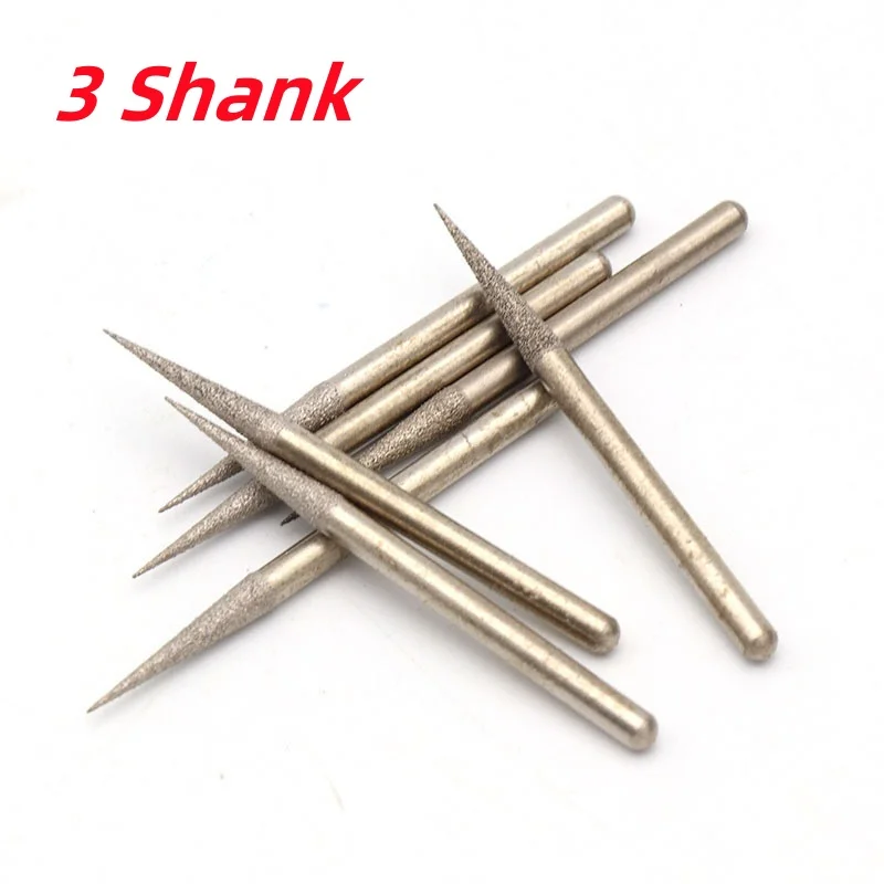 3mm Shank Pointed Shape Grinding Head For Jade Stone Glass Metal Ceramic Mill Burrs Carving Peeling Bits Tools
