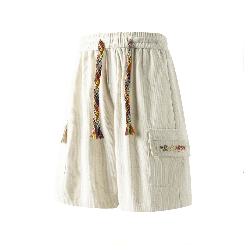 

Heavy textured Shorts with Subtle Patterns | Colorful Fringed Drawstring Work Style Cropped Shorts