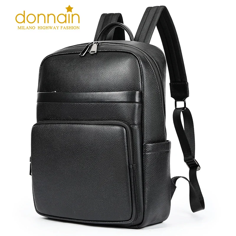 DONNAIN First Layer Cowhide Casual Business Backpack Genuine Leather Travel Commute Laptop Schoolbag Large Capacity High Quality