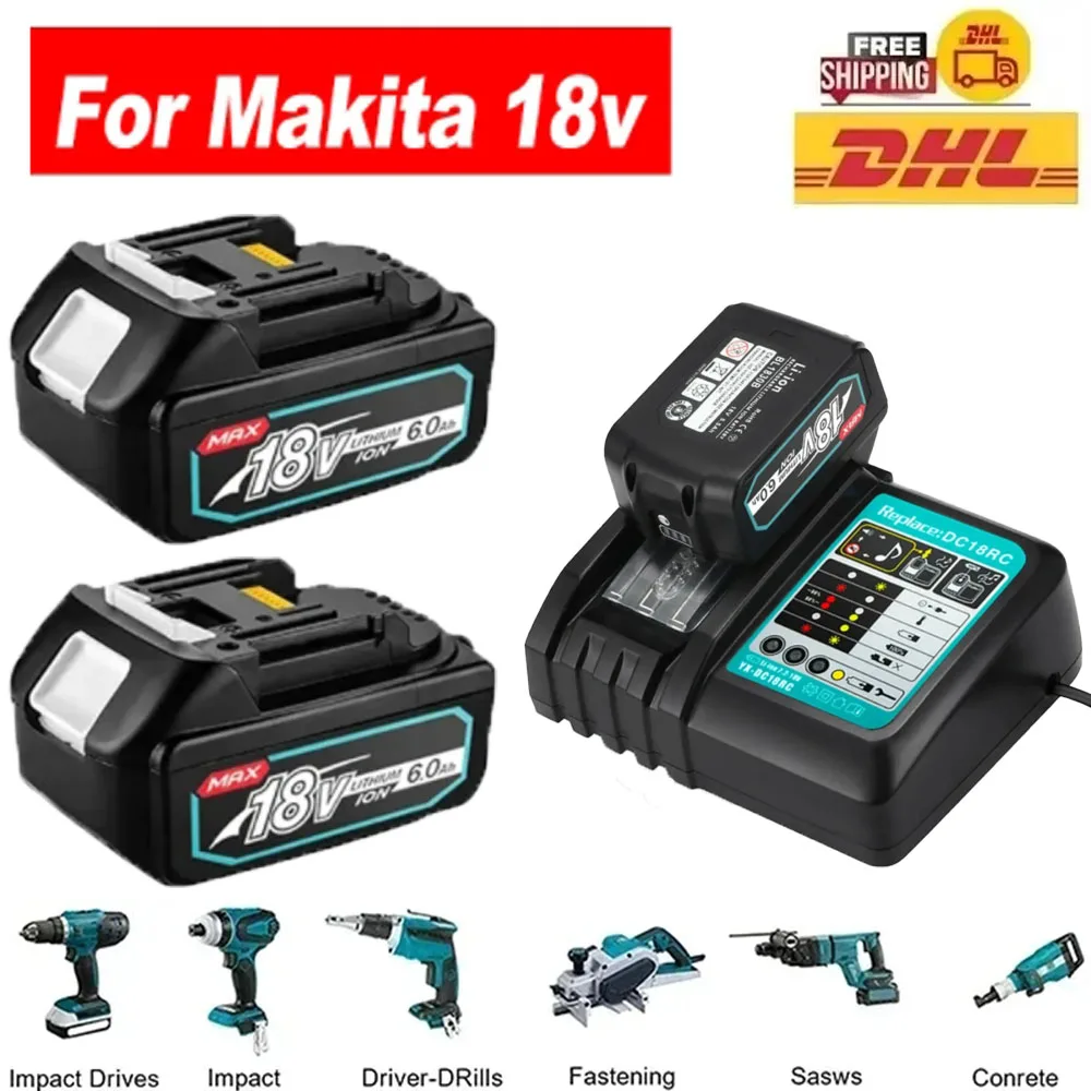 For Makita 18V 6.0 8.0Ah Rechargeable Battery For Makita Power Tools with LED Li-ion Replacement LXT BL1860 1850 volt 8000mAh