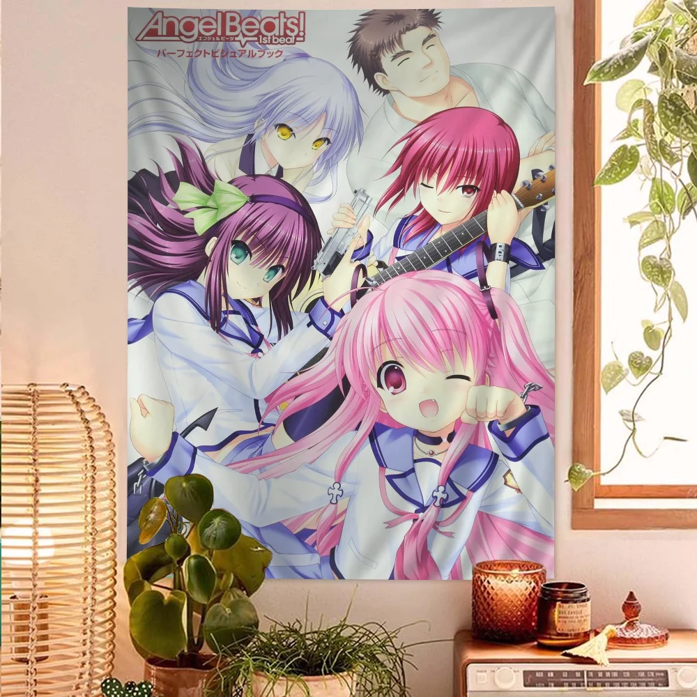 Angel Beats cute Tachibana Kanade Hanging Bohemian Tapestry Hanging Tarot Hippie Wall Rugs Dorm Japanese Tapestry