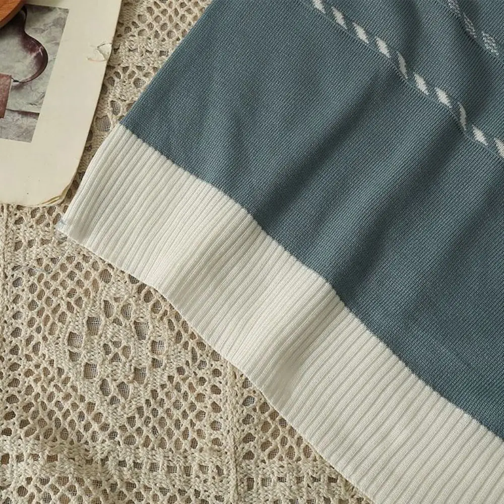 Sweet Ins Crop Top met korte mouwen Losse vrouwelijke kleding Streep gebreid T-shirt Zomer dieptepunt Shirt Knitwear Dames Dames