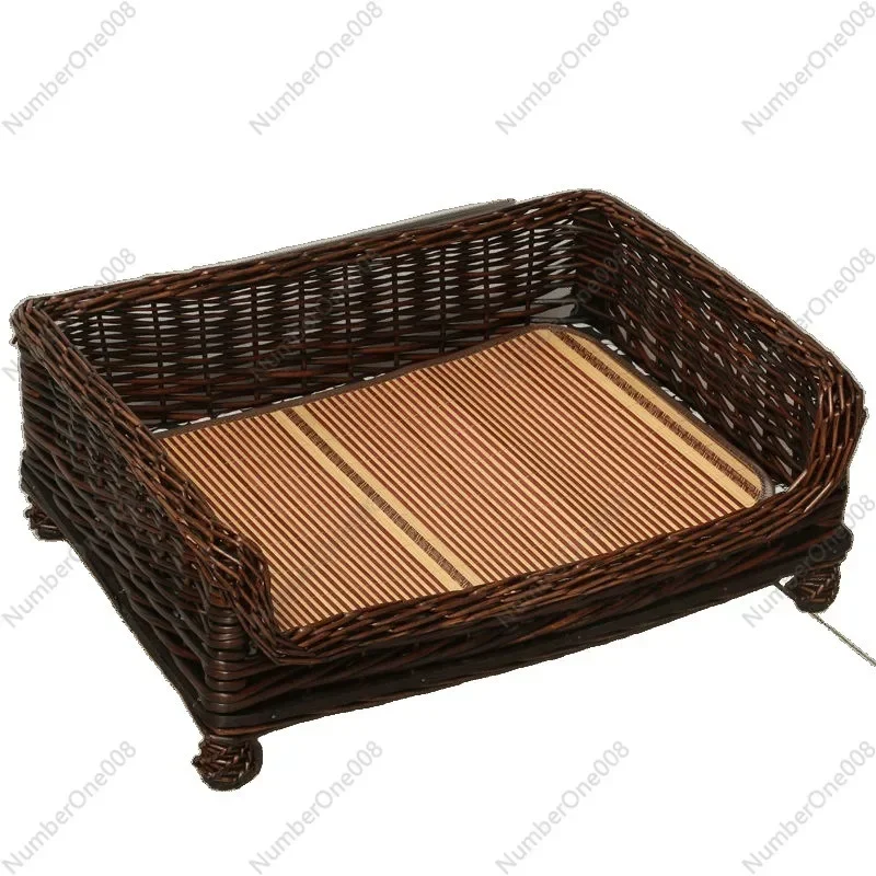 Raised Wicker Dog Bed All Season Pet House Cat Dog Anti Moisture Kennel​