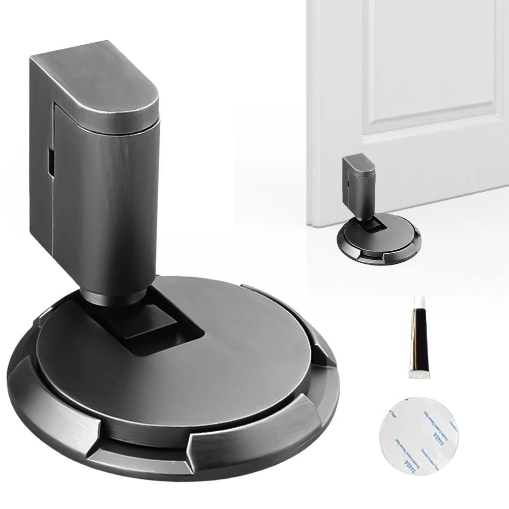 Magnetic Suction Door Stopper Wall Protector Keep Door Open Punch-Free Mechanical Silent Floor Door Stop for Office Home Garage