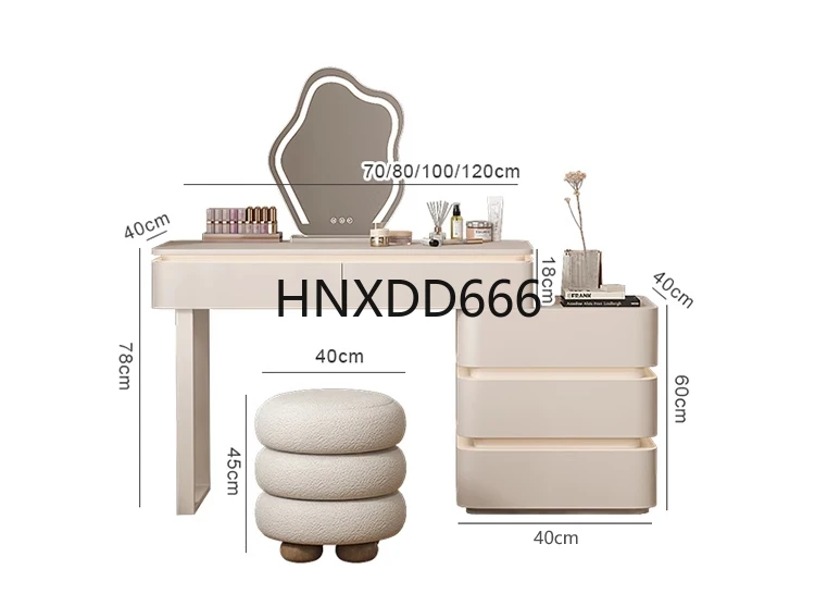 

Cream wind dresser, bedside bucket cabinet, integrated solid wood makeup table