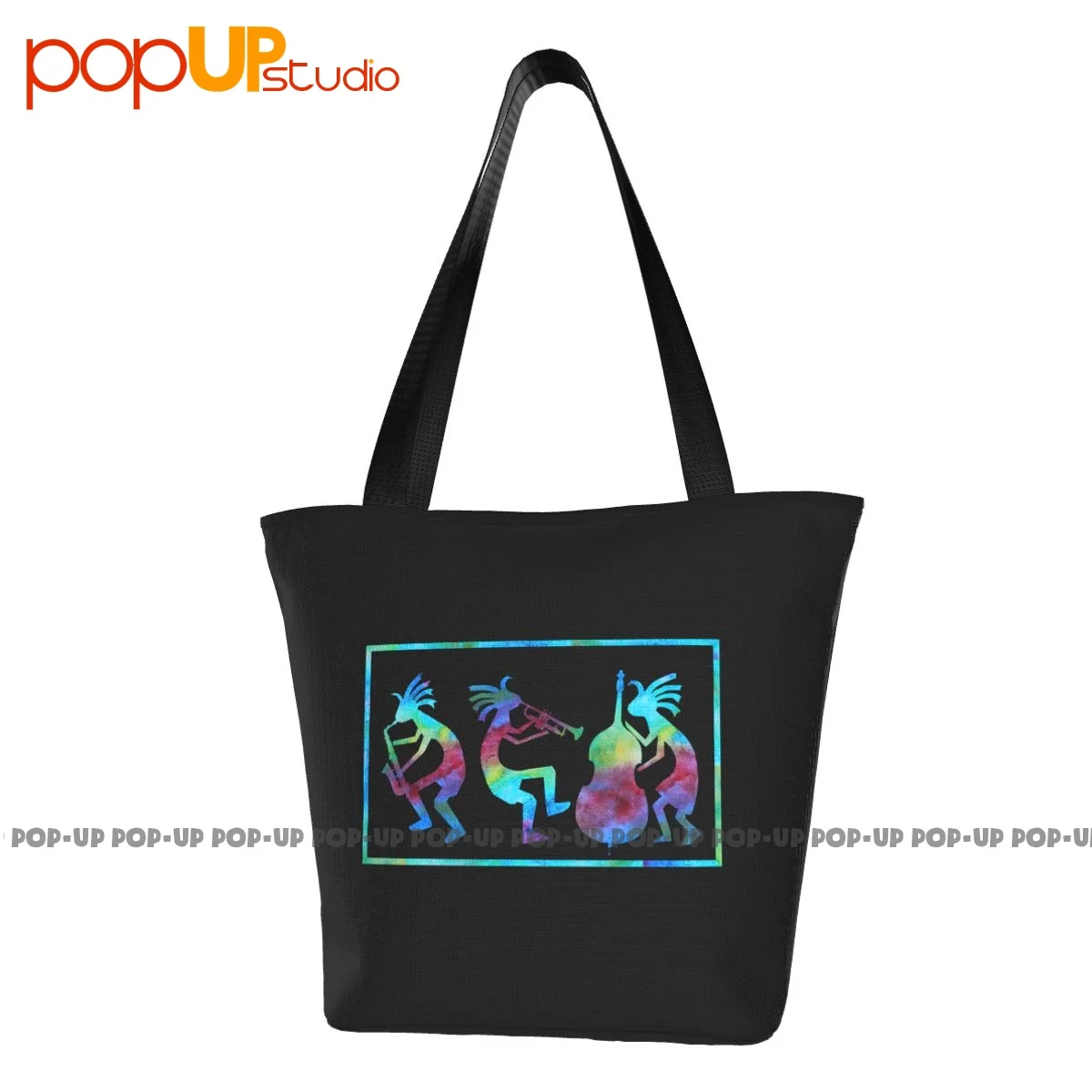 Kokopelli Jazz Trio Commute Handbags Convenient Shopping Bag Tear-Resistant